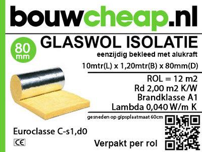 Zolderisolatie met aluminium dampremmende folie 8cm dik, Ophalen of Verzenden, Nieuw