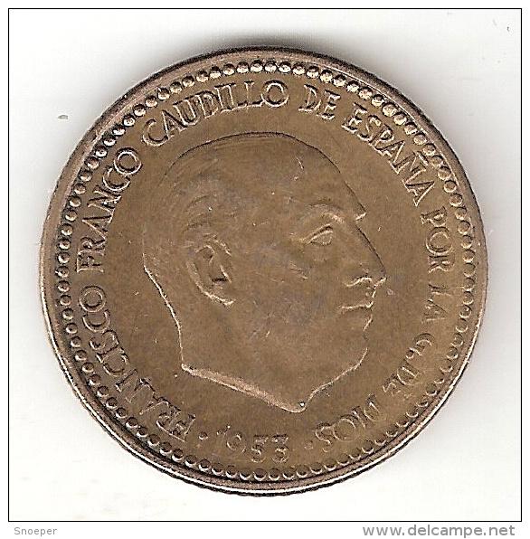 spain 1 peseta 1953 (56) km 775 xf, Verzenden, Overige landen, Losse munt