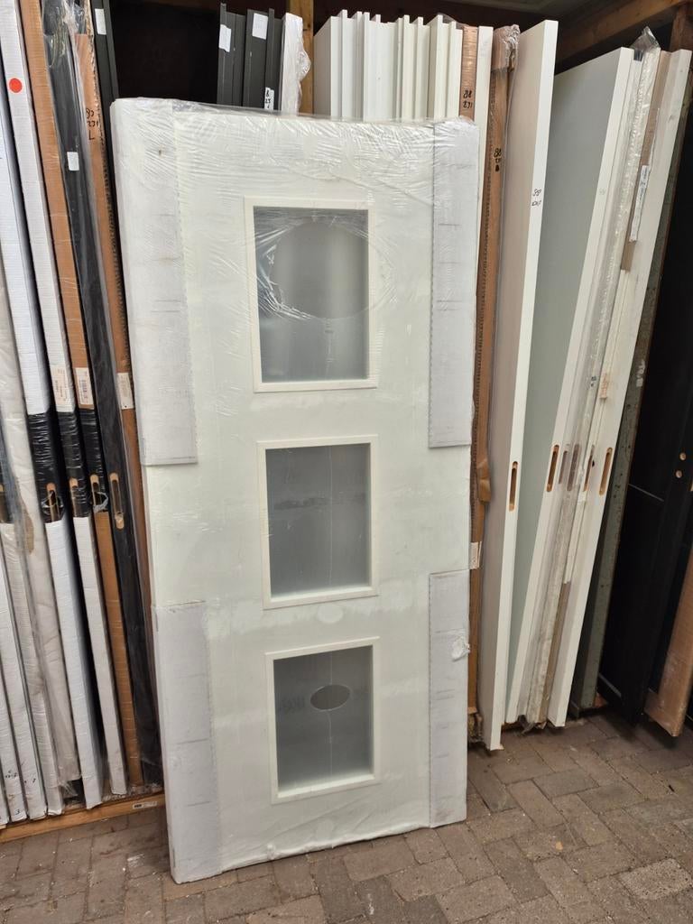 93x211,5cm binnendeur opdek links incl mat glas ral9010 XB7, Ophalen, 80 tot 100 cm, ., Binnendeur