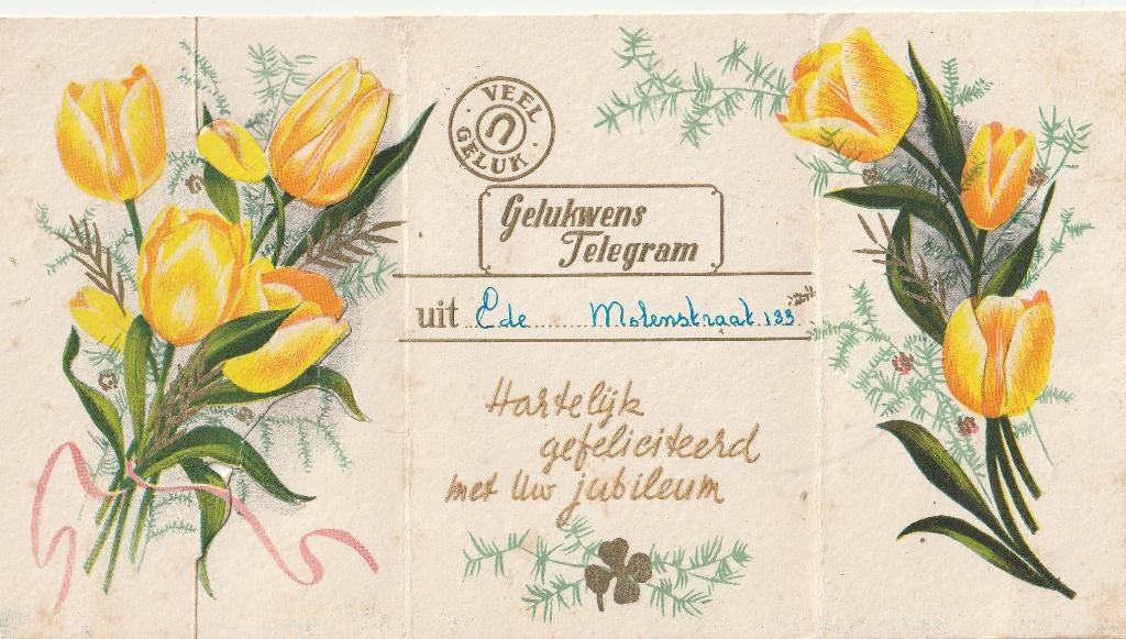 GELUKS TELEGRAM JAREN 40-50 ZEER MOOIE OUDE KAART KL47, Verzamelen, Ansichtkaarten | Themakaarten, Gelopen, 1940 tot 1960, Overige thema's