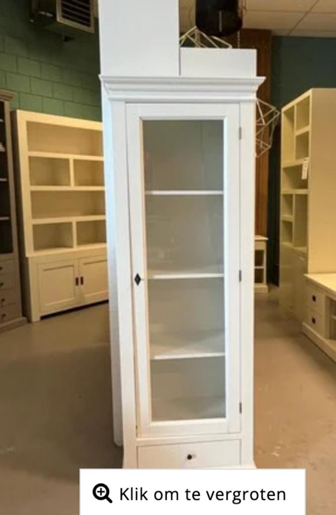Vitrinekast showmodel 70cm - RAL9010 - VAN €995,- NU €695,-!, Met deur(en), Glas, Ophalen of Verzenden, Zo goed als nieuw