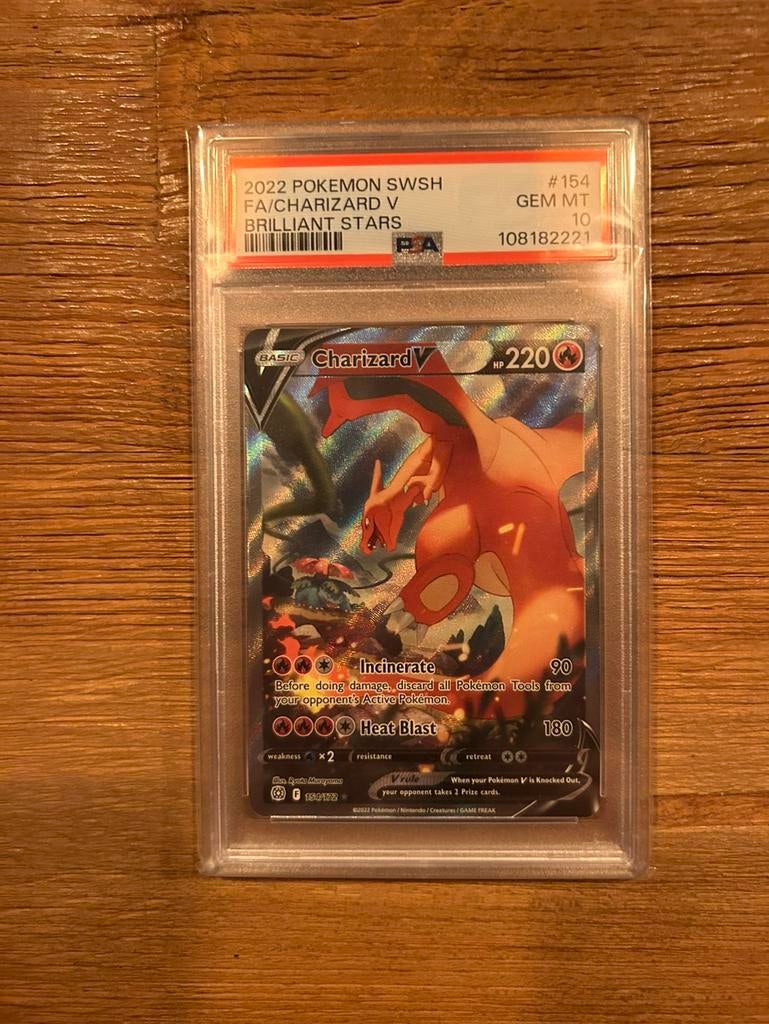 Pokemon Charizard V 154 Brilliant Stars PSA 10, Ophalen of Verzenden, Zo goed als nieuw