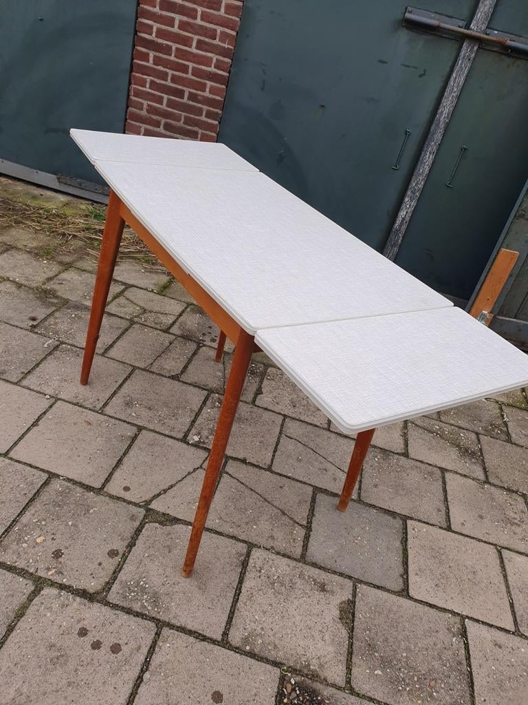 Vintage tafel met formica blad, Ophalen, Gebruikt, 100 tot 150 cm, Seventies