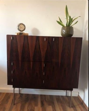 vintage barkast palissander Propos meubel Hulmefa, Ophalen, Overige materialen, 100 tot 150 cm, Zo goed als nieuw