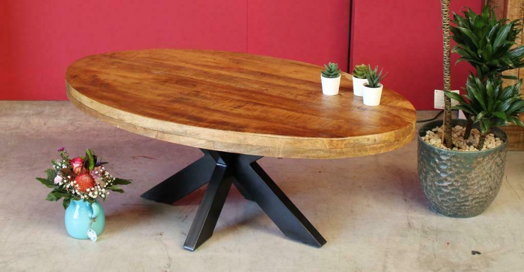 Salontafel Emma ovaal, Mangohout., Huis en Inrichting, Tafels | Salontafels, Overige houtsoorten, 100 tot 150 cm, Nieuw, 50 tot 100 cm