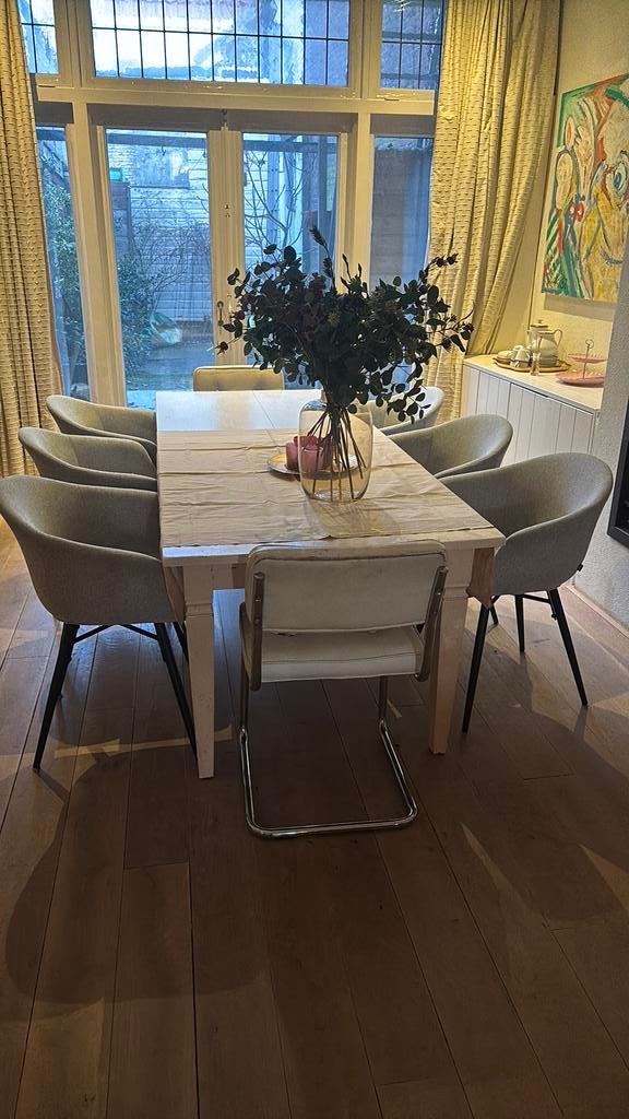 6 luxe stoelen fauteuils eetkamerstoelen grijs Nolon Blatt, Ophalen, Zo goed als nieuw, 75 tot 100 cm, 50 tot 75 cm