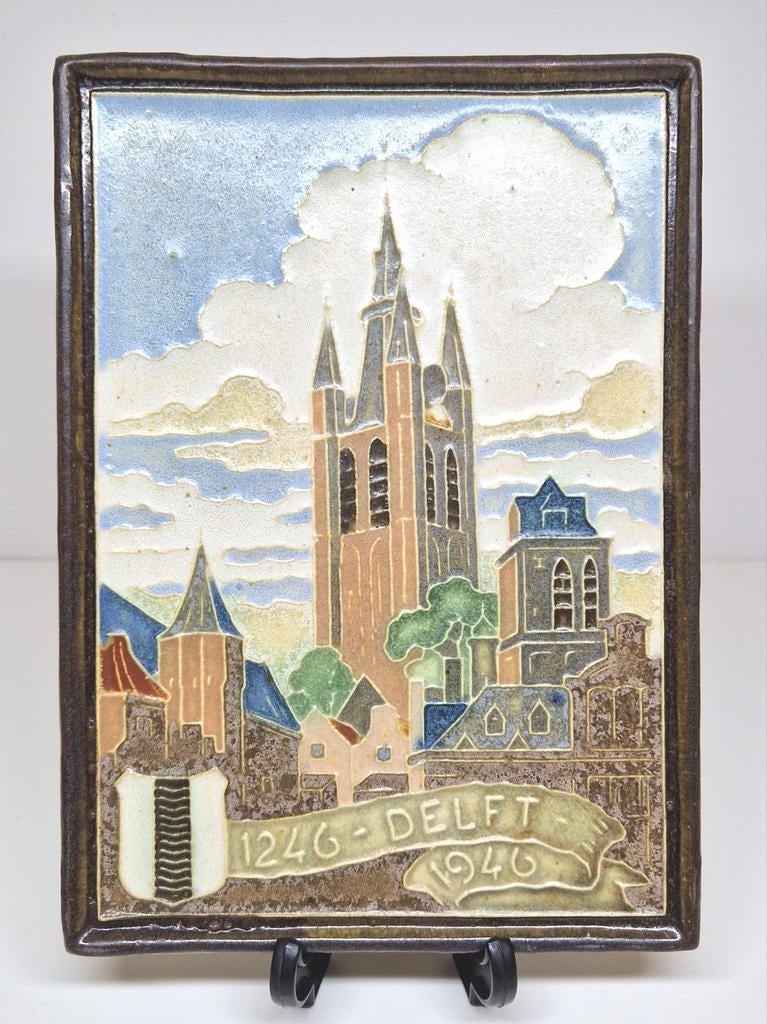 Cloisonné tegel 700 jaar Delft De Porceleyne Fles Delft., Ophalen of Verzenden