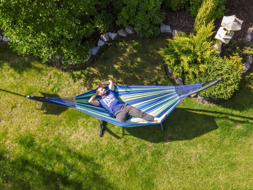Hangmatset met standaard merk Potenza, Tuin en Terras, Hangmatten, Ophalen, Meerpersoons, Zo goed als nieuw, Met standaard