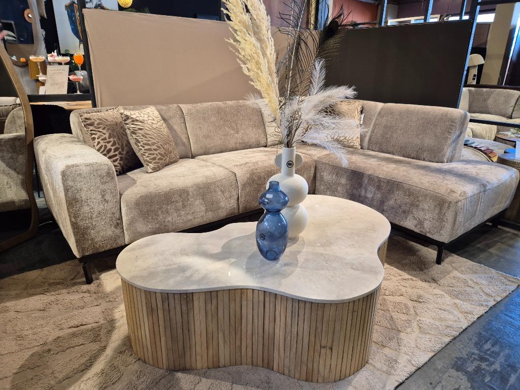 Organische Salontafel Mangohout en Marmer Showmodel korting, Ophalen, 100 tot 150 cm, Bornsestraat 31, Jarameubeloutlet@hotmail.com