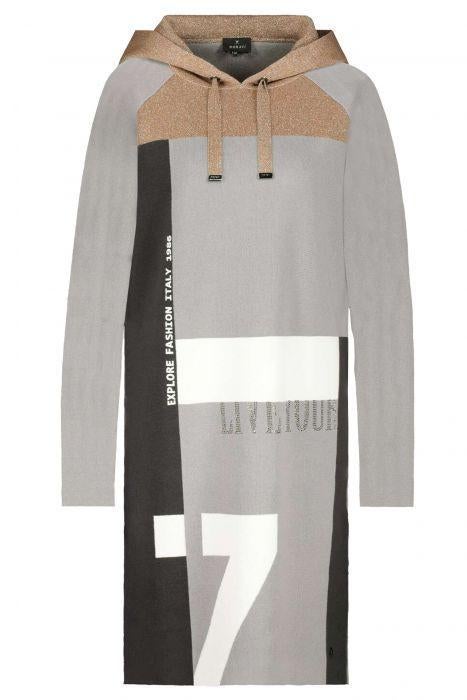 Monari sweater jurk grijs beige ecru bling maat 38, Maat 38/40 (M), Overige kleuren, Monari, Ophalen of Verzenden