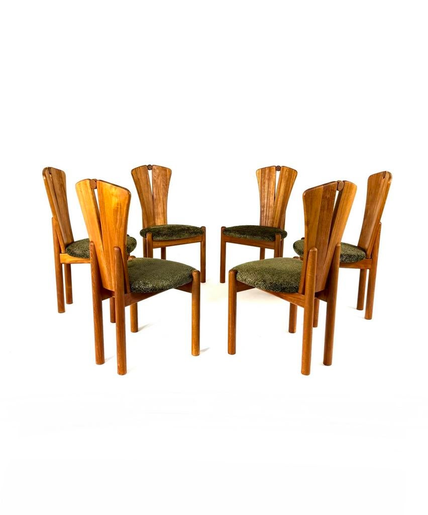 Set van 6 gerestaureerde Ansanger Møbler stoelen ‘70