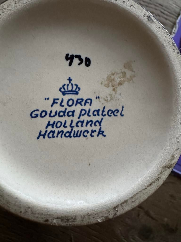 Gouda Plateel Flora Vaas met Deksel, Ophalen