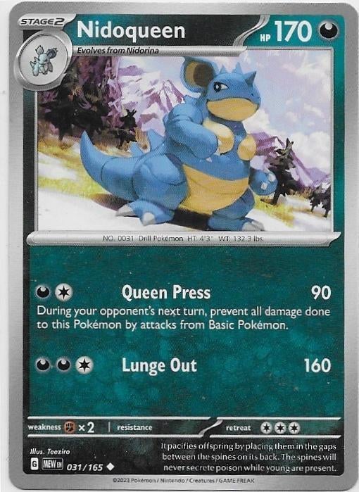 Pokemon 151,  Nidoqueen [uncommon] 31/165, Ophalen of Verzenden, Nieuw, Losse kaart