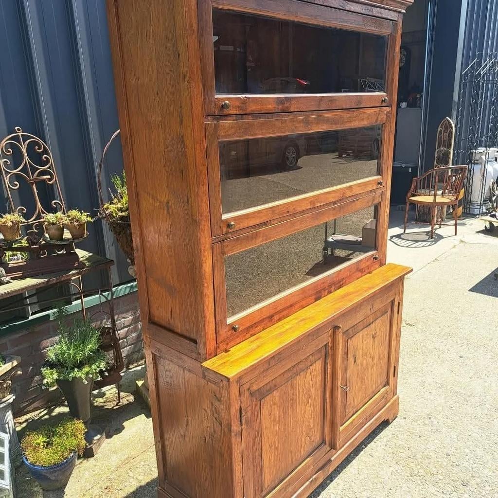 Teakhouten vitrinekast, buffetkast, servieskast afm. 126x35/, Ophalen, Zo goed als nieuw, 25 tot 50 cm, 200 cm of meer