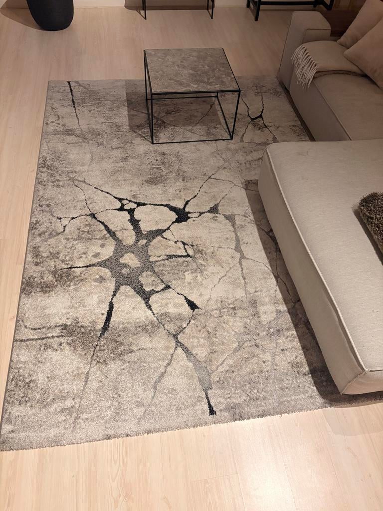 Modern vloerkleed grijs/beige - Japandi stijl Impact Kwantum, Ophalen, Beige, 150 tot 200 cm, 200 cm of meer