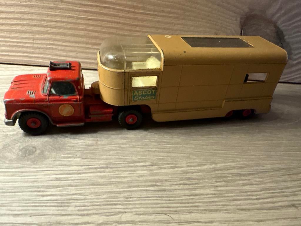Lesney King Size K-18 Rode tractor en beige paardenwagen, Ophalen of Verzenden