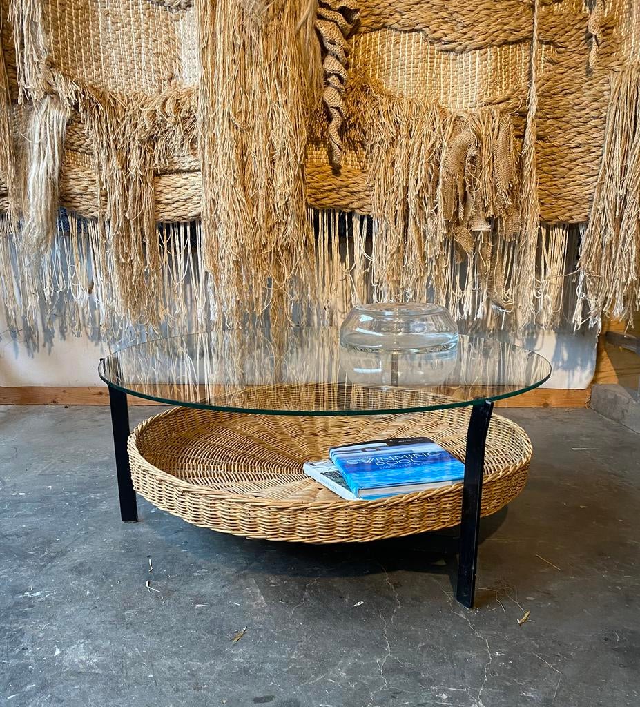 Rudolf Wolf voor Rohé Noordwolde salontafel Rotan, 50 tot 100 cm, Rond, Ophalen of Verzenden, Zo goed als nieuw