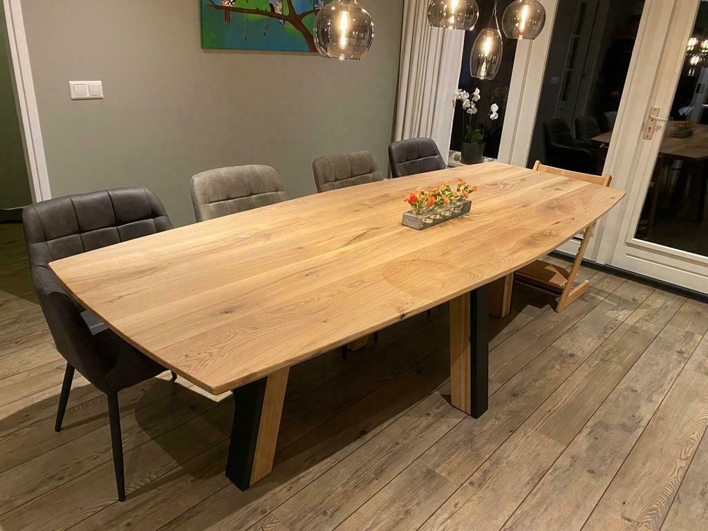Eettafel Marley Deens ovaal eiken staal op maat, Ophalen of Verzenden, Nieuw, Rechthoekig, Eikenhout
