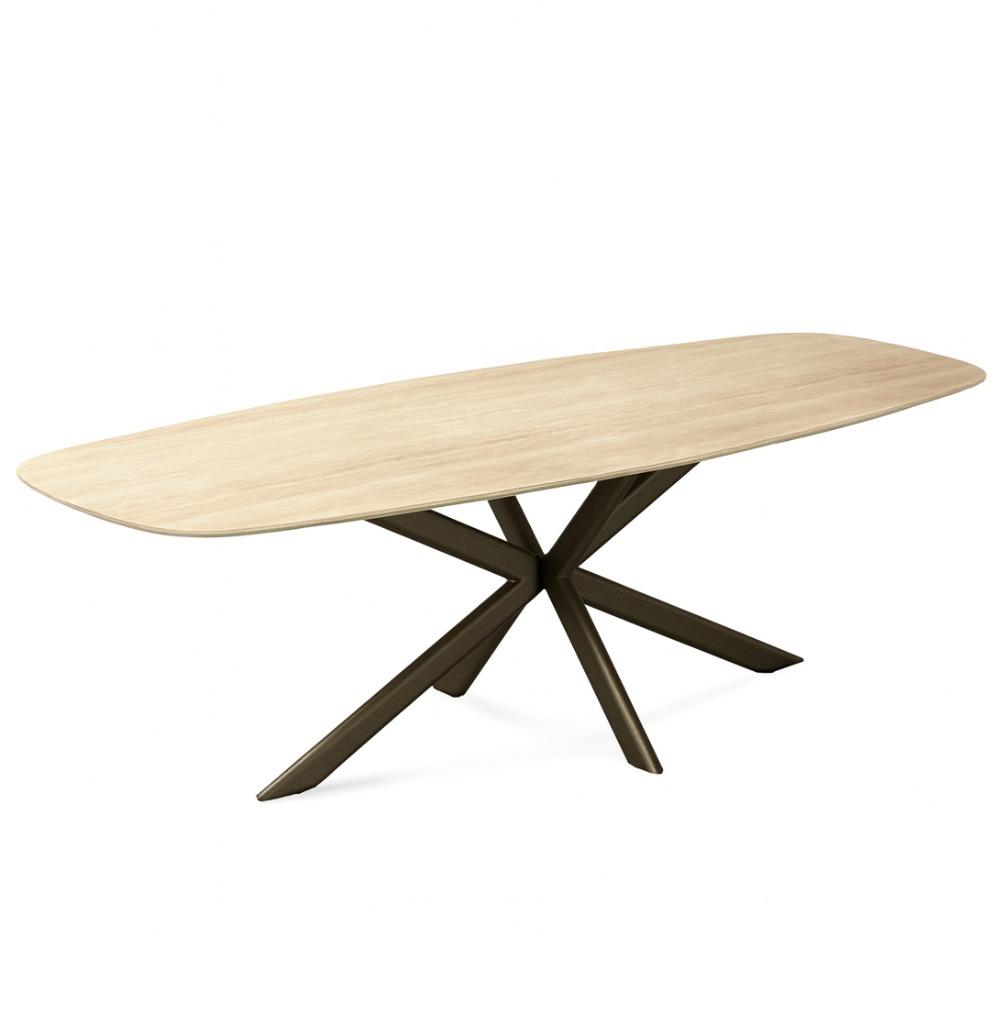 hpl tafel travertine met luxury poot brown **Zen-lifestyle**
