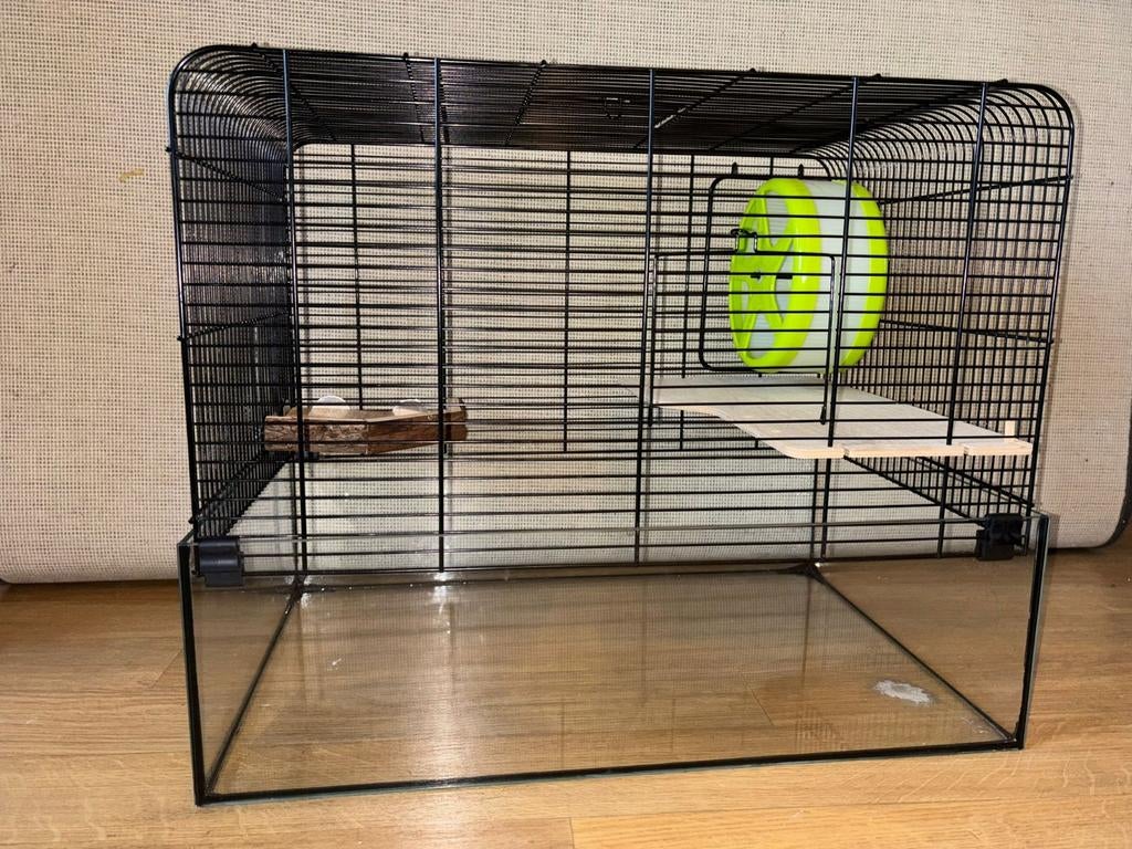 Ferplast Knaagdierenkooi Karat 60 Zwart&Transparant, Kooi, Minder dan 75 cm, Zo goed als nieuw, Hamster