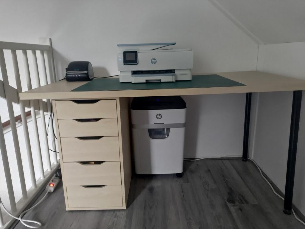 Ikea Linnmon bureau met Alex ladeblok en poten, Huis en Inrichting, Met lades, Gebruikt, Spaanplaat of MDF, IKEA