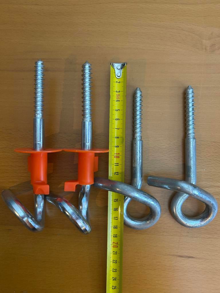2 Schommelhaken met pluggen - Nieuw, Ophalen, Nieuw, 100 tot 250 mm, Schroeven