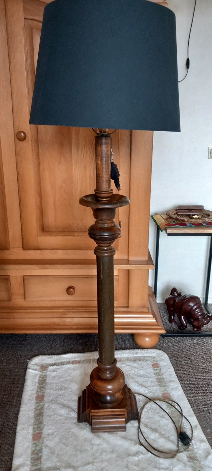 Zware vintage vloerlamp, Ophalen, Gebruikt, Natuurlijk materiaal, Vintage, Klassiek, Brocante