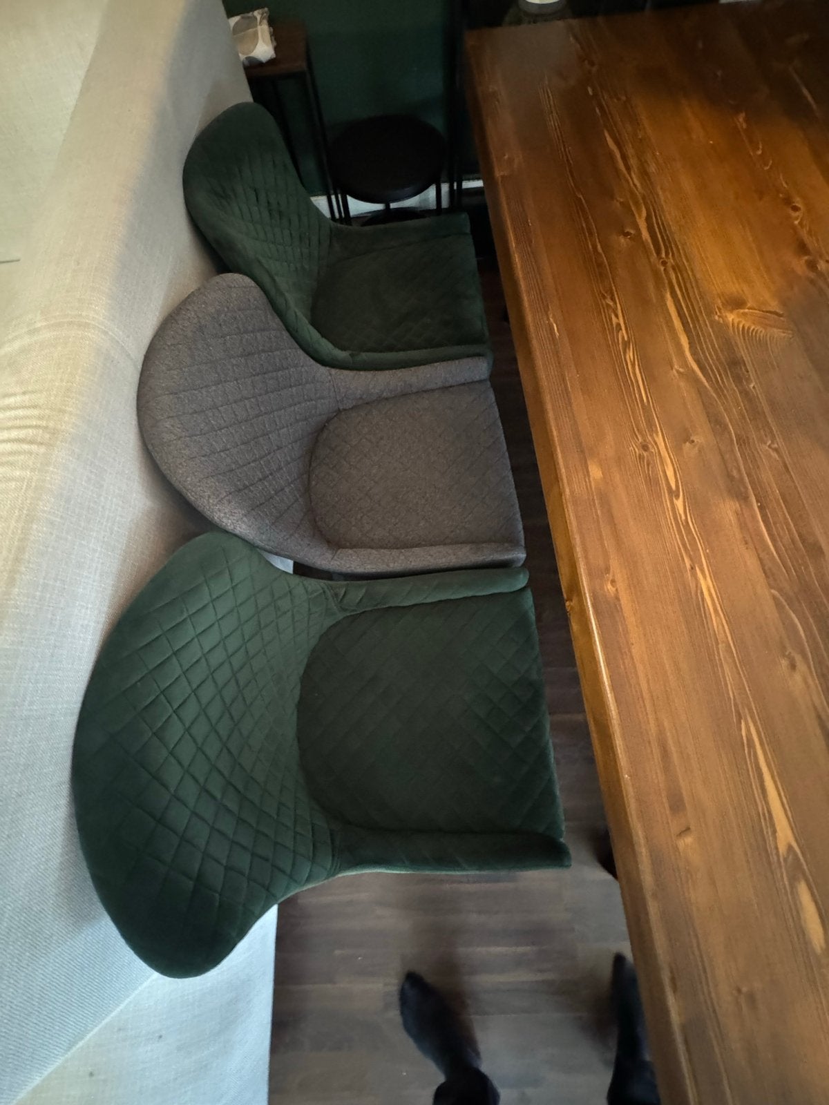 Foto 9 van Houten eettafel (200x100) met industriële poten & 6 stoelen