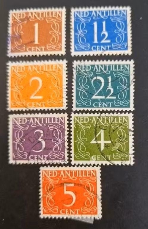 Nederlandse Antillen 1950 nvph 211-217 - Type 'van Krimpen', Postzegels en Munten, Postzegels | Nederlandse Antillen en Aruba
