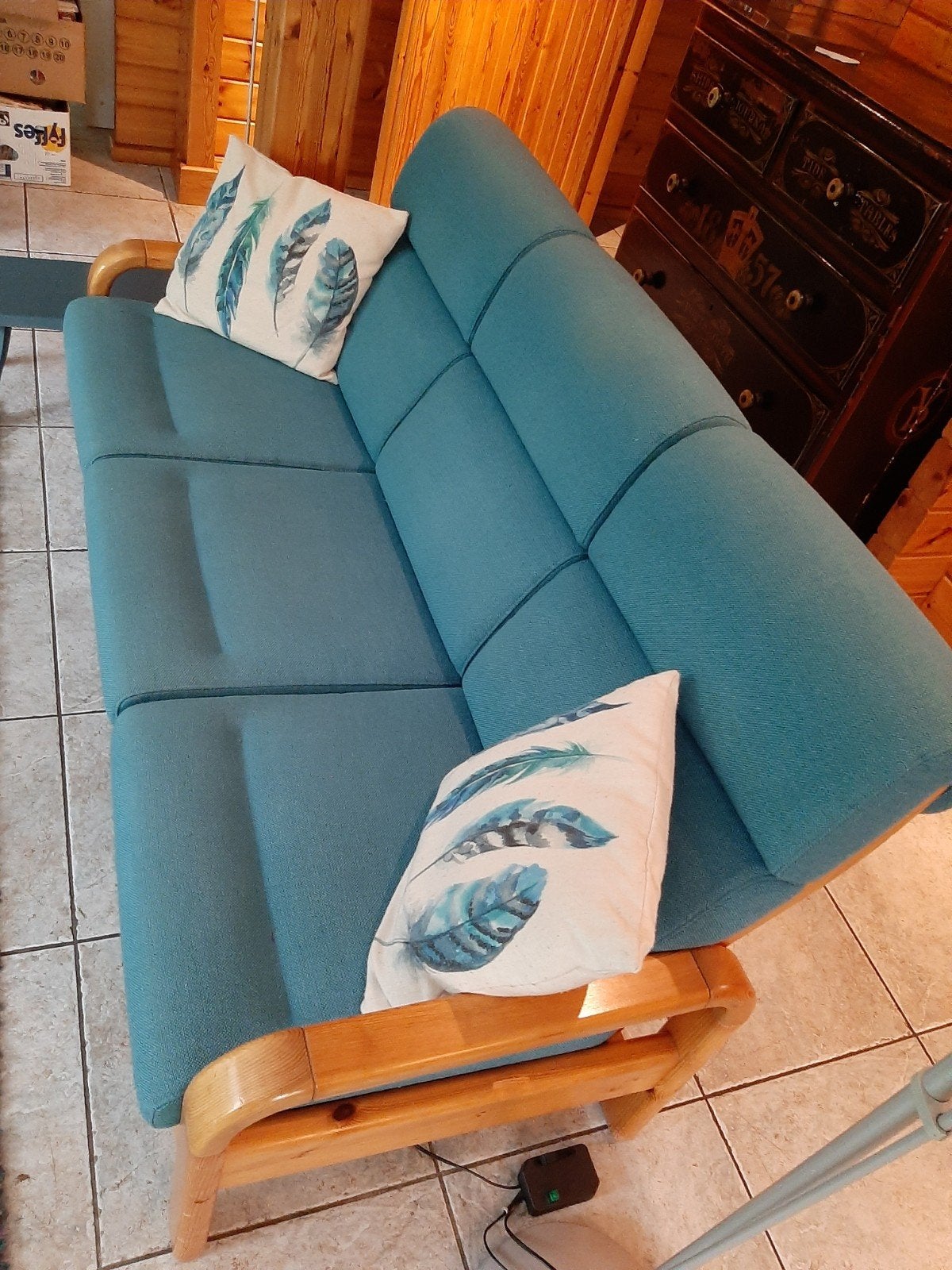 Scandinavische teakhouten bank - 180 x 60 cm, Ophalen, Gebruikt, Minder dan 75 cm, 150 tot 200 cm
