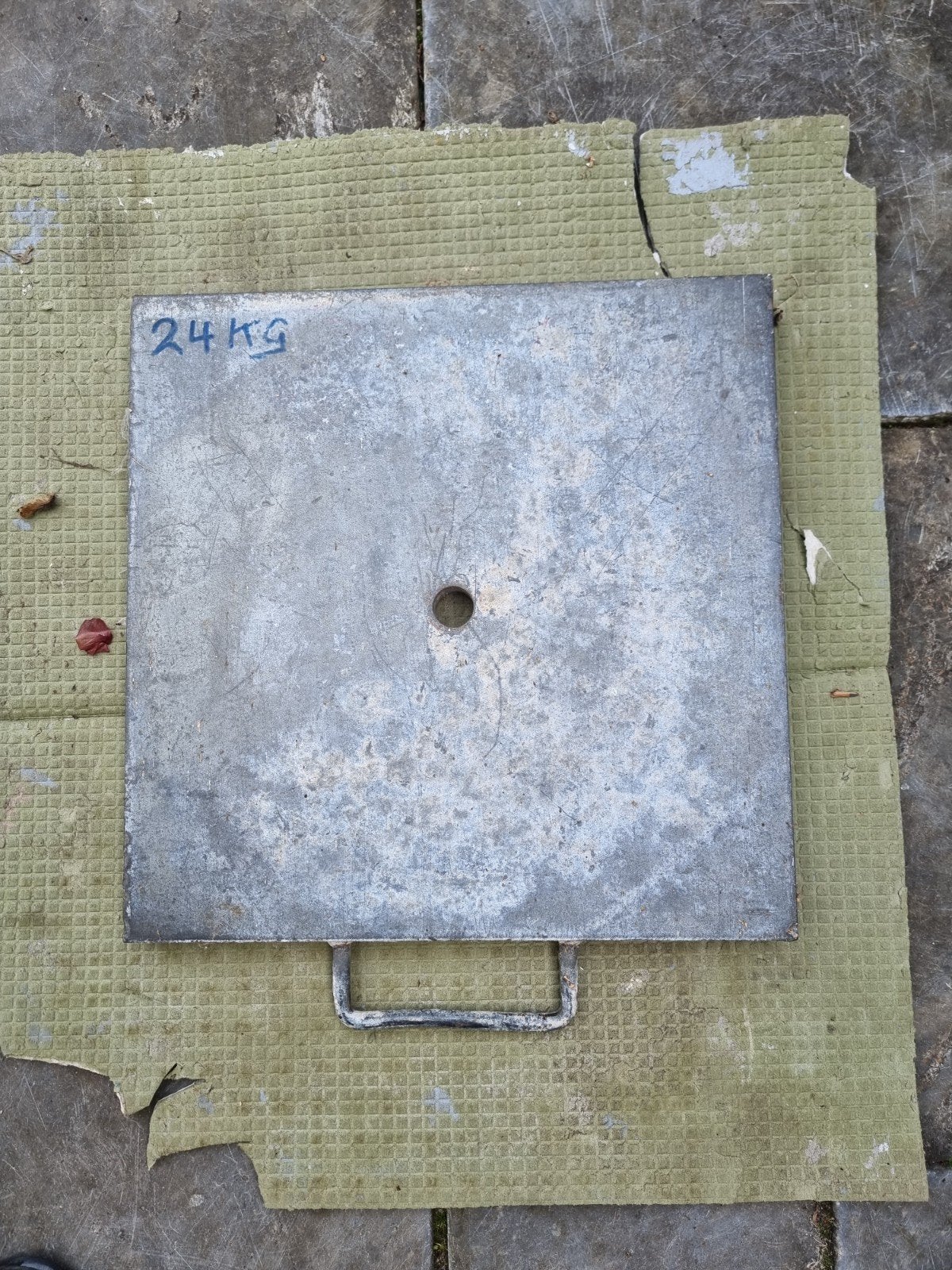 Zijspan ijzeren plaat 35x35 cm voor zijspanbak 24 kg, Ophalen, Gebruikt