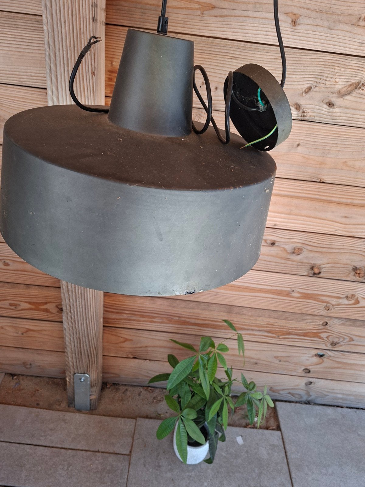 Donkergrijze hanglamp met E27 fitting, Ophalen, Gebruikt, Industrieel, Modern, E27 (groot)