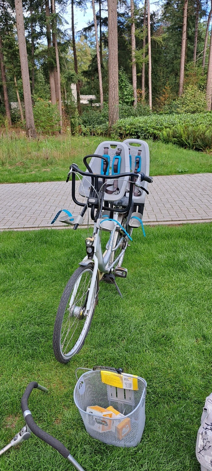 Gazelle Bloom Moederfiets met 2 kinderzitjes en accessoires, Ophalen, Gebruikt, Gazelle, 2 zitjes
