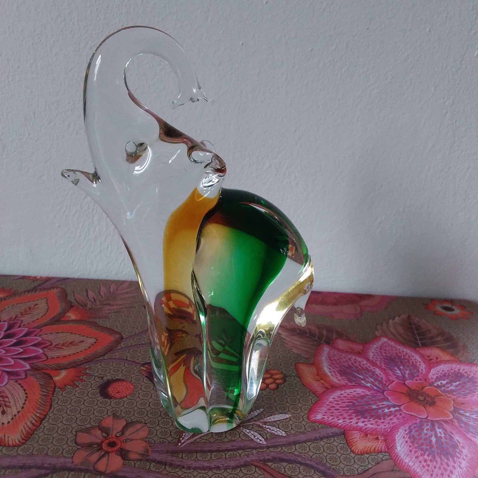 Murano glazen olifant, groen en amberkleurig, Ophalen