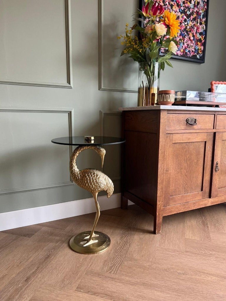 Dutchbone bijzettafel, Huis en Inrichting, Tafels | Bijzettafels, Minder dan 55 cm, Rond, Bijzonder design bijzettafel, urban jungle koper