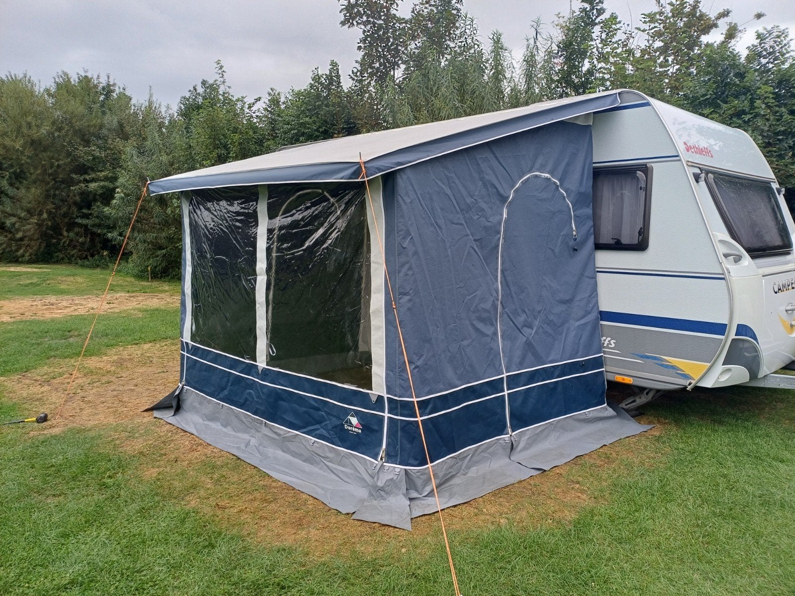 Davos Doréma winter deel/voortent 3x2m - Blauw/grijs, Ophalen, Zo goed als nieuw, Polyester, Dorema
