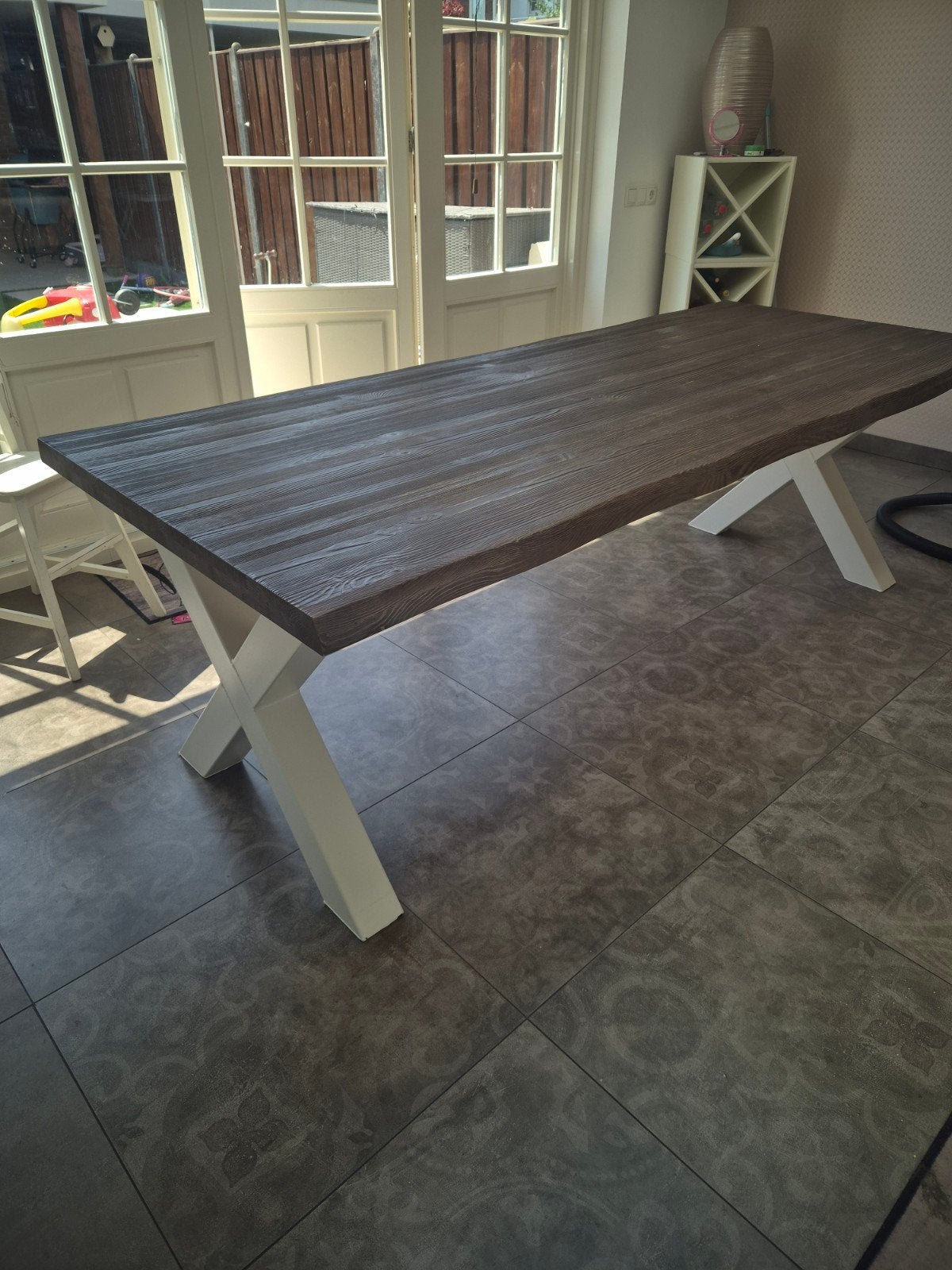 Eet tafel 8 personen eventueel met 4 eetstoelen, Ophalen, Rechthoekig, Hout