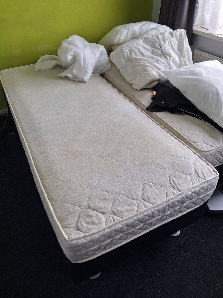 boxspring + matras, Ophalen, Eenpersoons, Zwart, 220 cm
