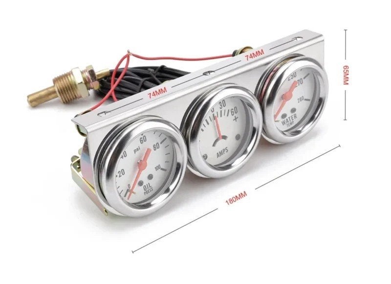 3 meter set oliedruk, temp, amps chroom analoog, Ophalen of Verzenden, Nieuw, Oldtimer onderdelen