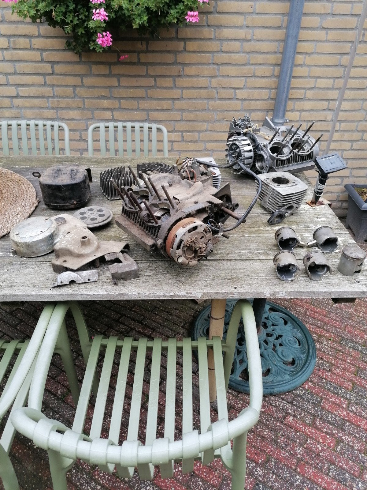 Suzuki T350 Blokken, achterwiel, tank, spatborden, voorpoten, Motoren, Ophalen of Verzenden