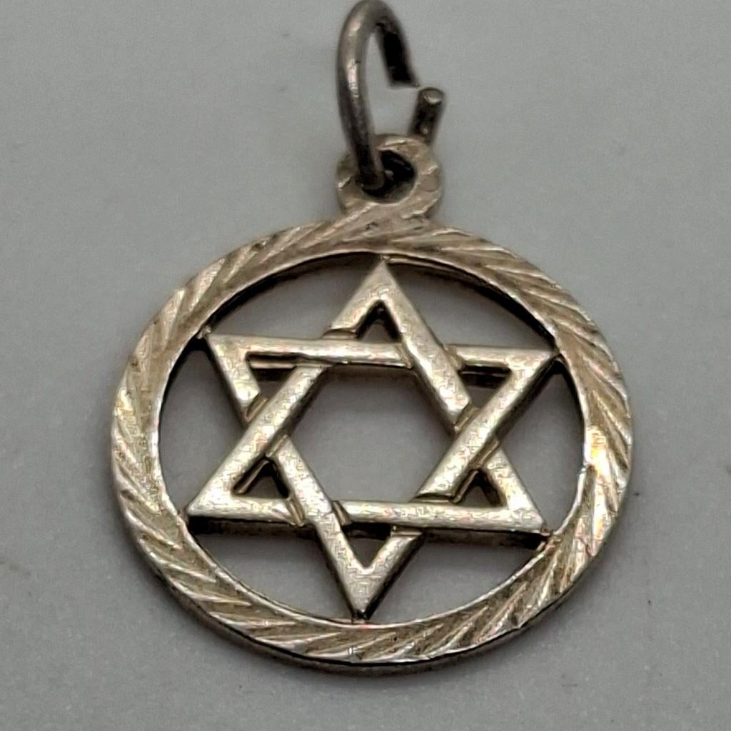 Zilveren Davidster Hanger - Joods Symbool - ca. 2 cm, Ophalen of Verzenden, Gebruikt