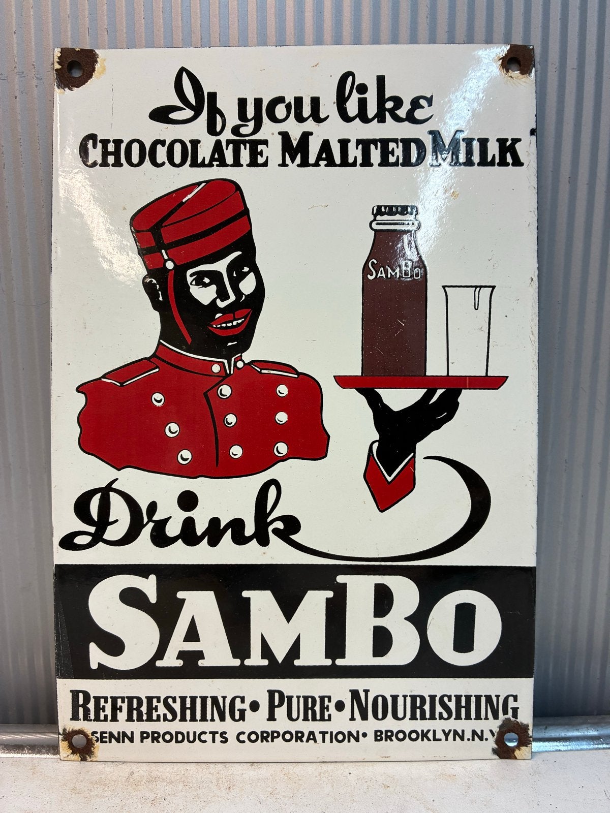Prachtig emaille bordje Sambo drink - 30x20 cm, Ophalen of Verzenden