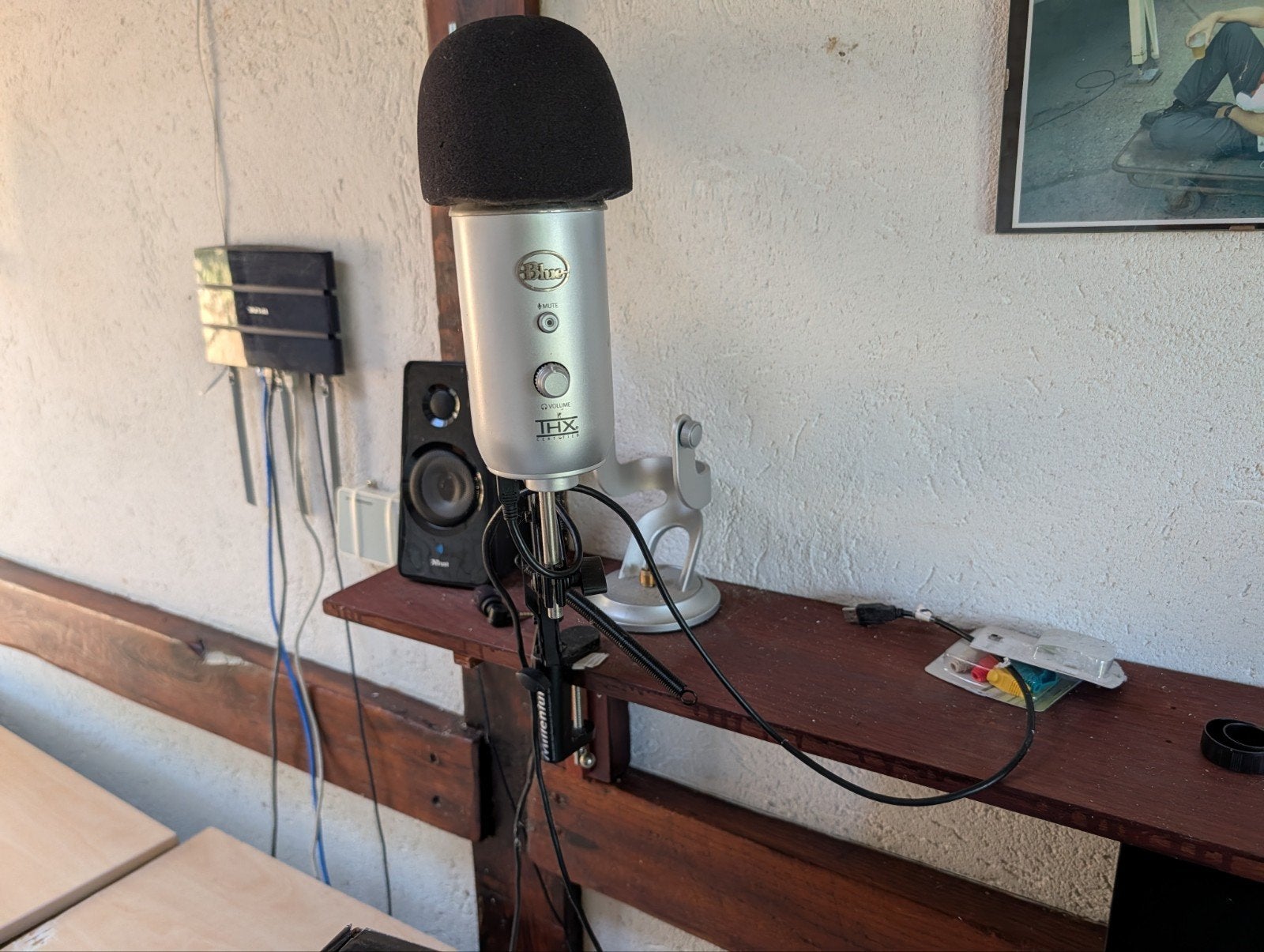 Blue Yeti USB Microfoon met Popfilter - Zilver, Ophalen, Zo goed als nieuw, Studiomicrofoon