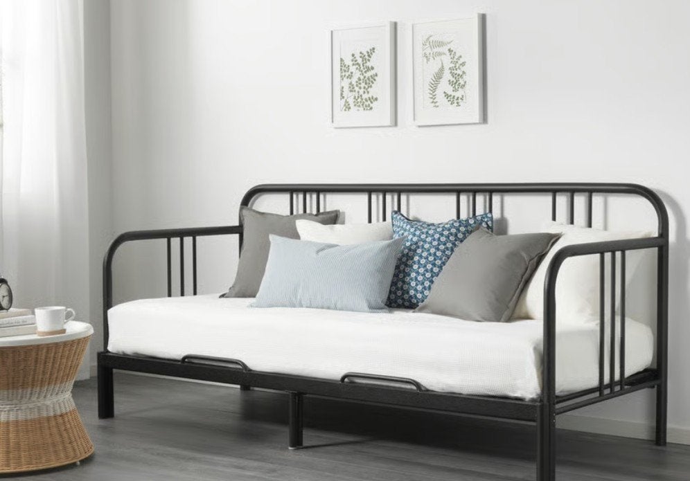 IKEA FYRESDAL bedbank onderstel, zwart, 80x200 cm, Ophalen, Eenpersoons, Zwart, Zo goed als nieuw
