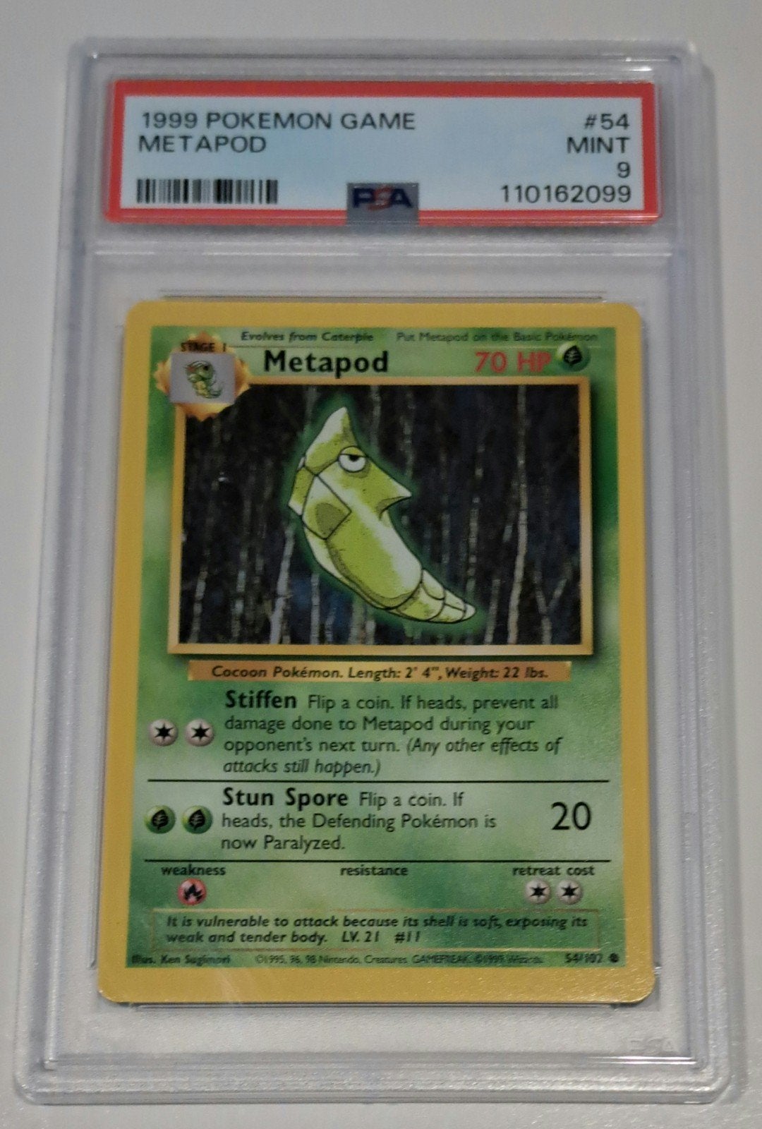 Metapod #54 base set unlimited psa 9, Ophalen of Verzenden, Zo goed als nieuw, Losse kaart