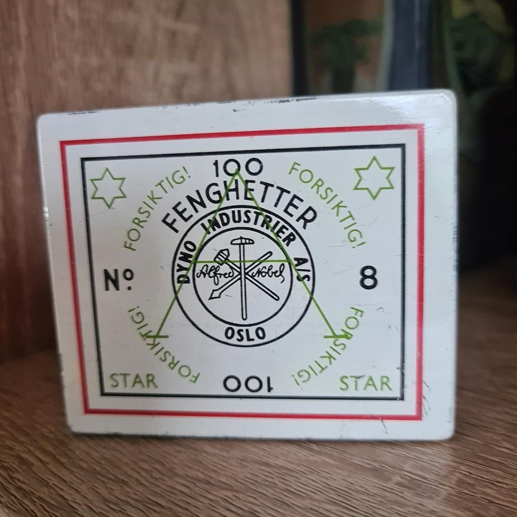 Vintage Blikje Nitro Nobel AB Gyttorp FENGETTER Oslo, Ophalen of Verzenden, Gebruikt, Overige, Overige merken