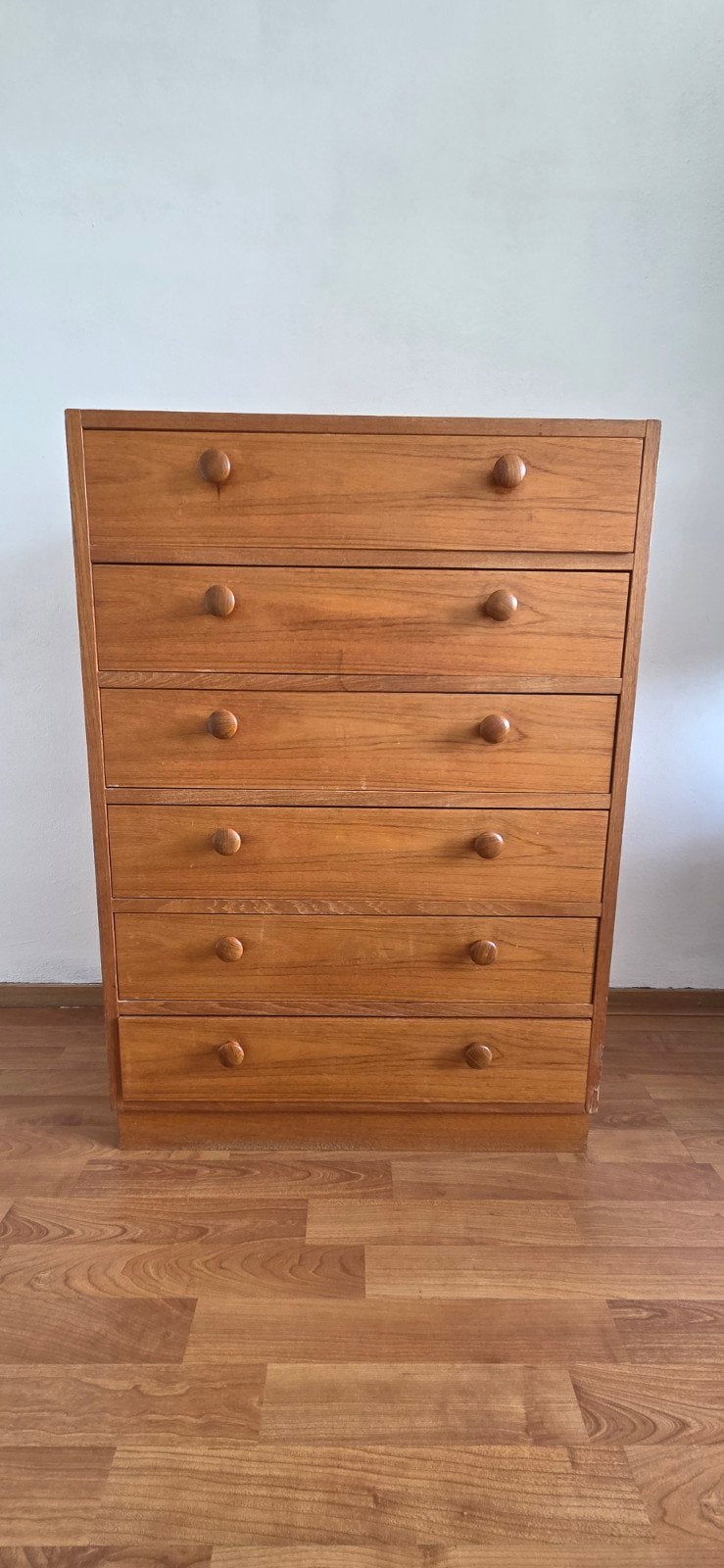 Vintage Teak Houten Ladekast, Ophalen, Gebruikt, 5 laden of meer, 50 tot 100 cm