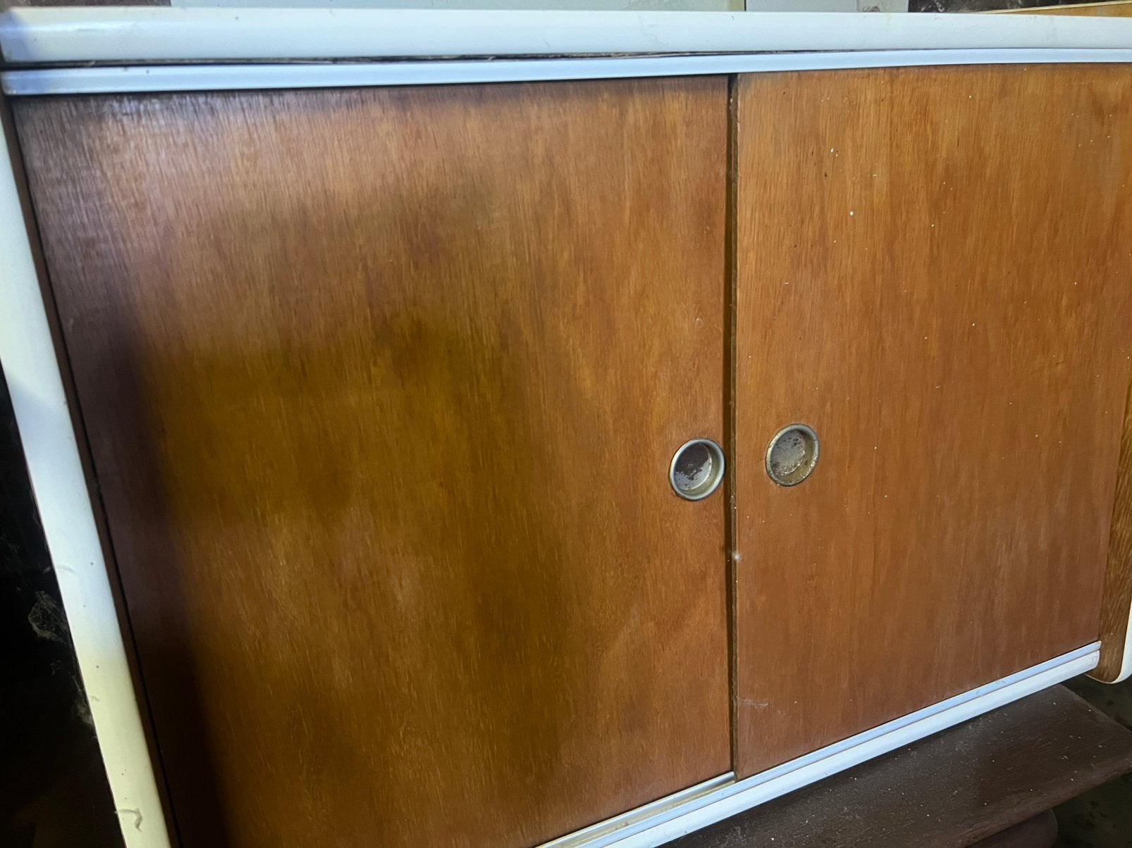 Vintage muurkastje met schuifdeur hout, Ophalen, Huis en Inrichting