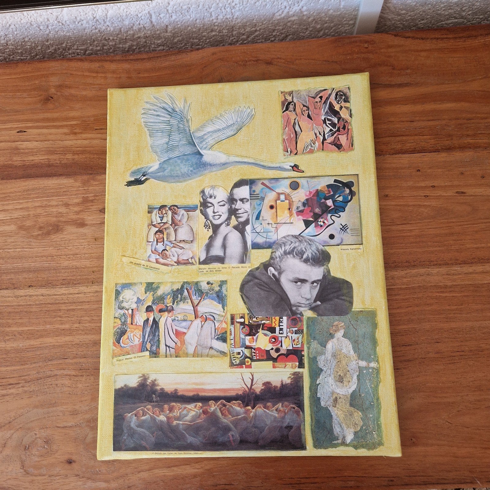 Unieke handgemaakte collage kunst op canvas, Ophalen of Verzenden