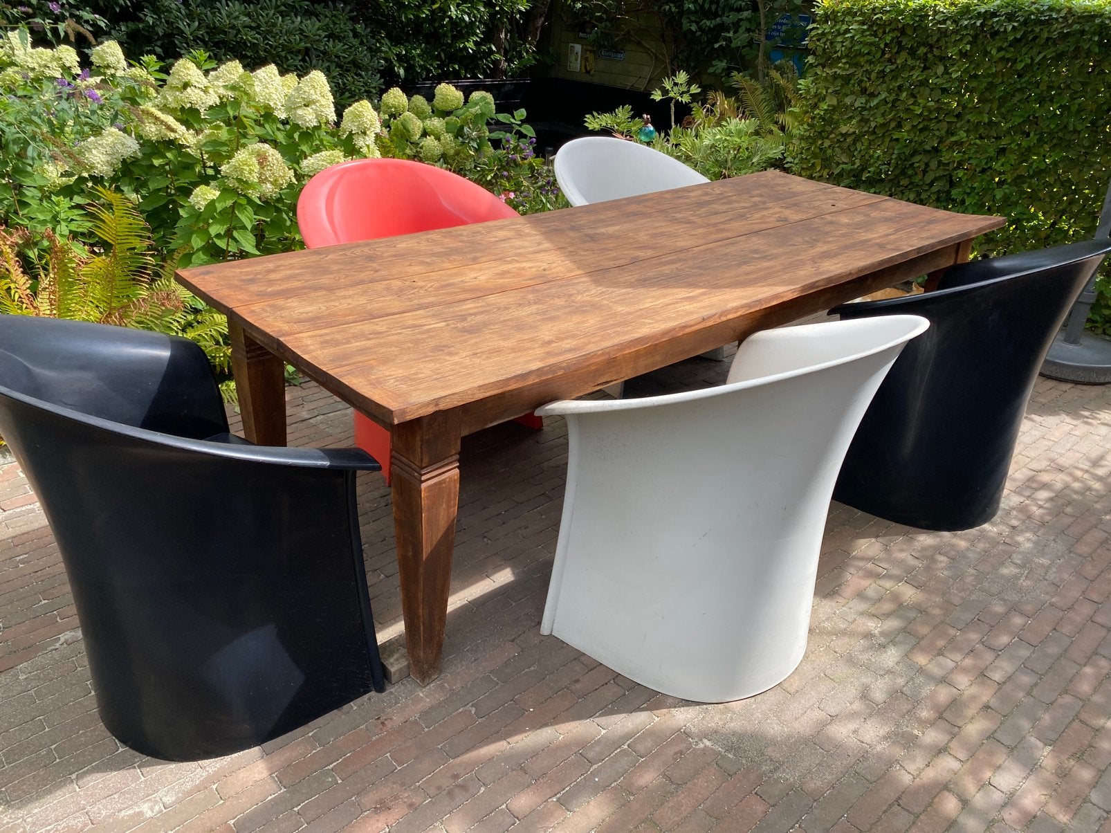 Set van 5 Heller designstoelen  (the Vignelli Chair), Ophalen, Gebruikt, Kunststof